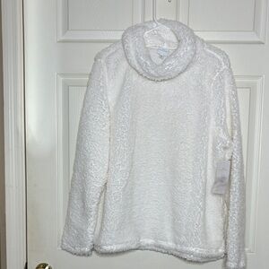 NWT New Directions Cozy Up Sweater Teddy Comfy Turtleneck XL Ivory White
